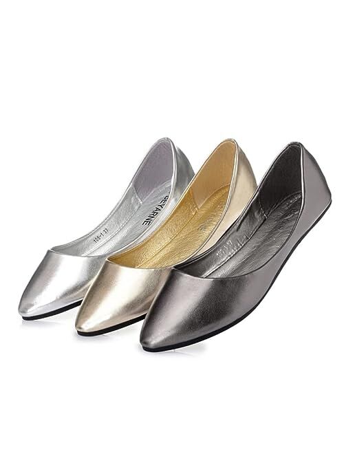 bolomee Women's Square Toe Soft Slip on Ballets Flats,Comfortable Anti-Slip Dancing Flat Wedding Party Shoes