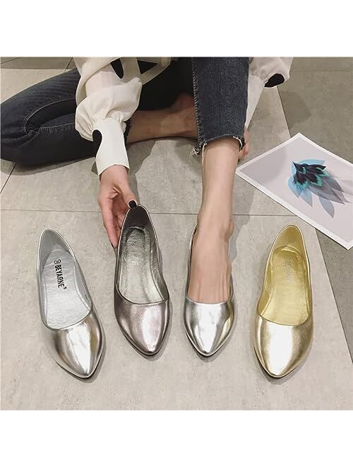 bolomee Women's Square Toe Soft Slip on Ballets Flats,Comfortable Anti-Slip Dancing Flat Wedding Party Shoes
