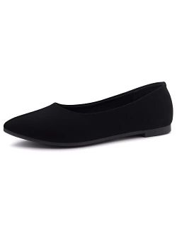 Shoe Land Womens SL-Kathleen Pointed Toe Ballet Casual Slip On Walking Flats Shoes