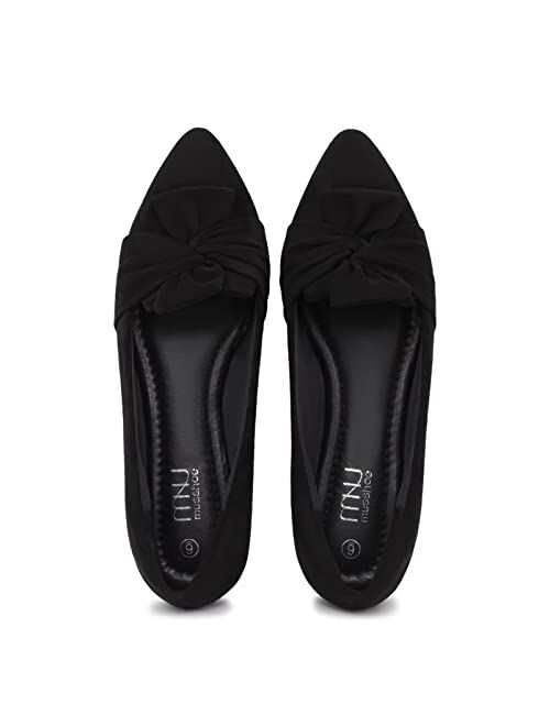 MUSSHOE Women's Flats Dressy Pointed Toe Comfortable Bowknot Ballet Flats Shoes