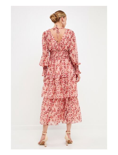 ENDLESS ROSE Women's Floral Chiffon Wrapped Maxi Dress
