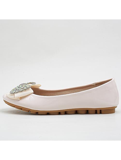 YSTIAN Flat Shoes Women Comfortable Slip on Round Toe Bow Women's Flats