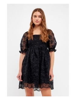 Women's Floral Embroidery Babydoll Dress