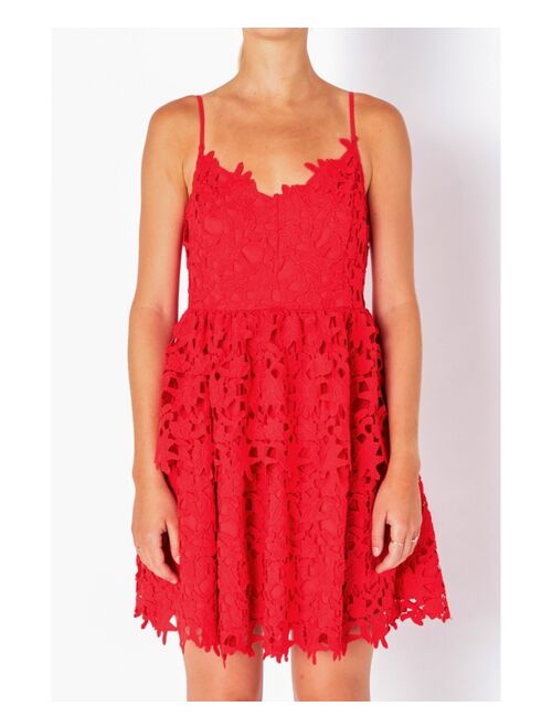endless rose Women's Layered Skirt Crochet Mini Dress