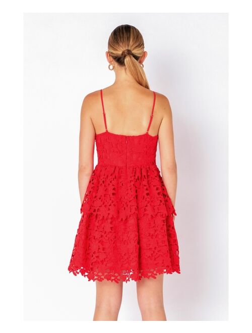 endless rose Women's Layered Skirt Crochet Mini Dress