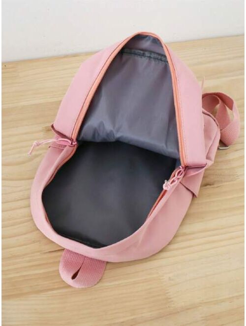 Shein Girls Fuzzy Cartoon Rabbit & Letter Patch Decor Zipper Cute Functional Backpack