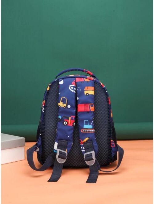 Shein Boys Cartoon Pattern Backpack With Adjustable-strap