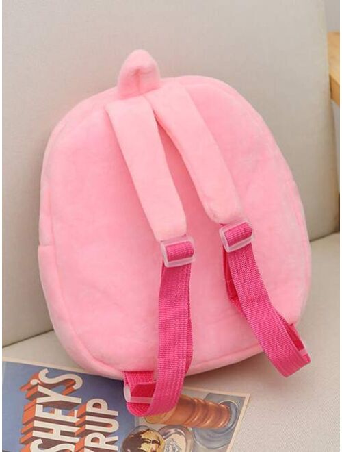 Shein Girl's Plush Lovely Cartoon Rabbit & Strawberry Design Backpack