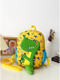 Shein Kid Cartoon Dinosaur Pattern Double-layer Mesh Pocket College Style Backpack, Daily & Travel Bag