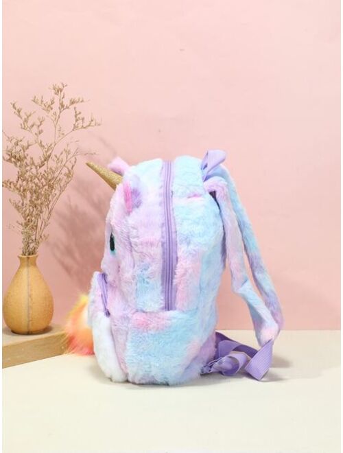 Shein Girls Cartoon Design Fluffy Backpack