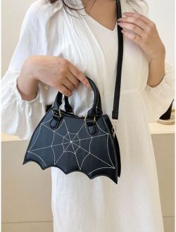 1pc Stylish Creative Joker Bat Shaped Women's Pu Leather Handbag Shoulder Bag Crossbody Bag
