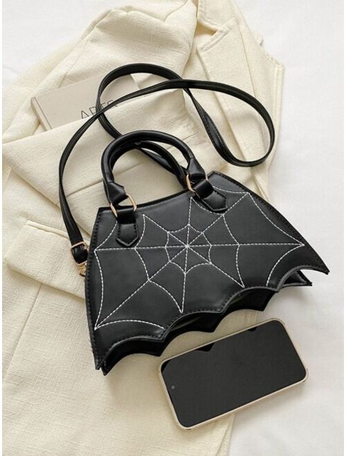 Shein 1pc Stylish Creative Joker Bat Shaped Women's Pu Leather Handbag Shoulder Bag Crossbody Bag