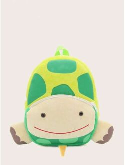 Shein Kids Cartoon Turtle Design Flannelette Zipper Cute Novelty Bag