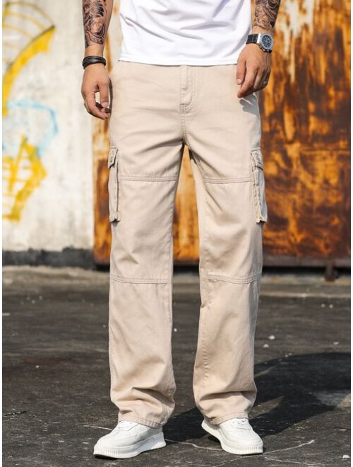 Manfinity EMRG Men Cotton Flap Pocket Cargo Jeans