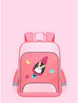 Shein Cartoon Rabbit Pattern College Style Multi Pocket Kids Backpack