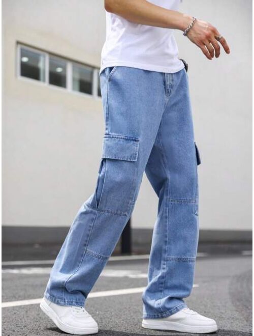 Manfinity EMRG Men Flap Pocket Side Cargo Jeans