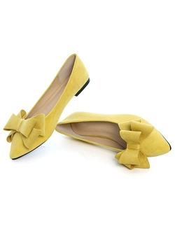 Dear Time Women's Casual Flats Bowknot Pointed Toe Ballet Flats Dressy Bridal Shoes Slip Ons Loafers for Women Comfortable Shoes