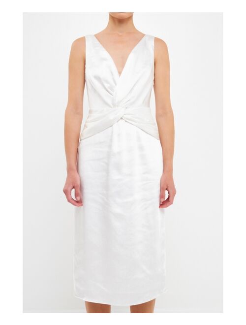 endless rose Women's Draped Twist Satin Dress