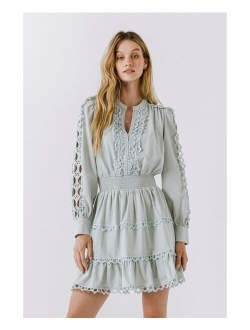 Women's Lace Trim Mini Dress