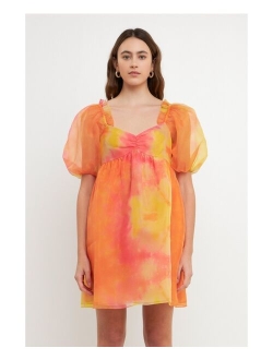 Women's Organza Tie-dye Babydoll Dress