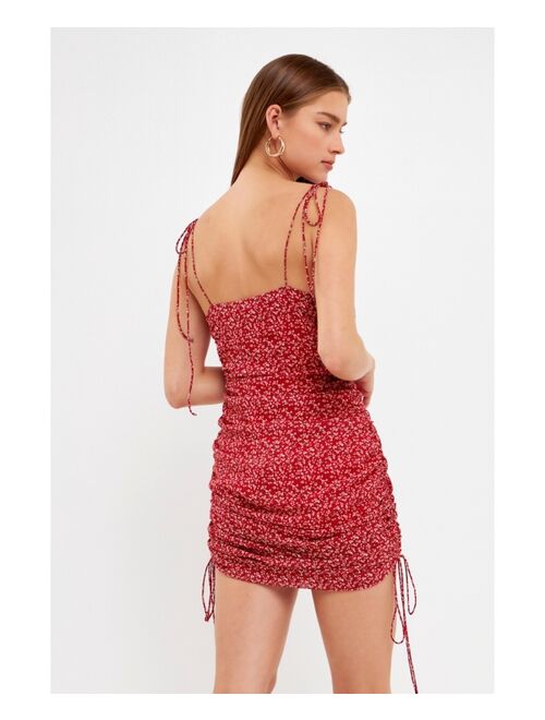 endless rose Women's Floral Double Spaghetti Tie Mini Slip