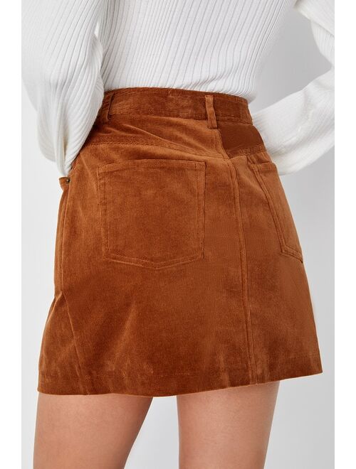Lulus Charming Feeling Rust Brown Corduroy Mini Skirt