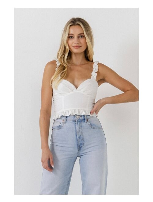 ENDLESS ROSE Women's Ruffle Detail Bustier Top