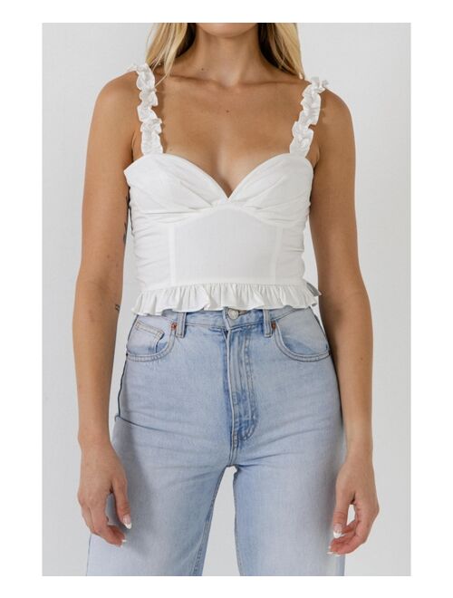ENDLESS ROSE Women's Ruffle Detail Bustier Top