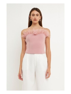 Women's Strapless Knit Feather Top