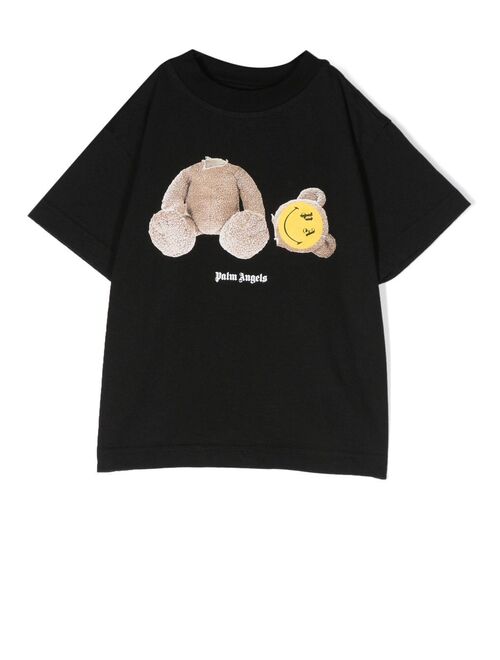 Palm Angels Kids smiley teddy-bear print T-shirt