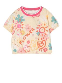 Kids floral-print cotton T-shirt