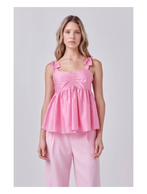 ENDLESS ROSE Women's Bow Accent Top