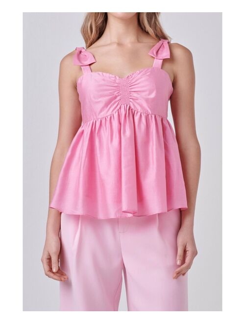 ENDLESS ROSE Women's Bow Accent Top