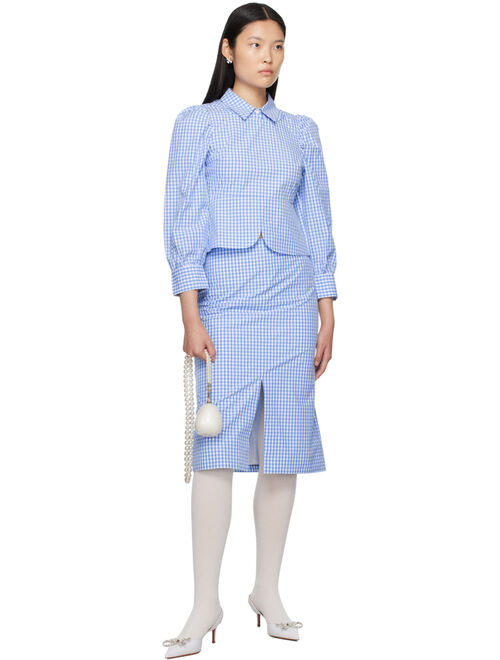 SHUSHU/TONG Blue Check Midi Skirt