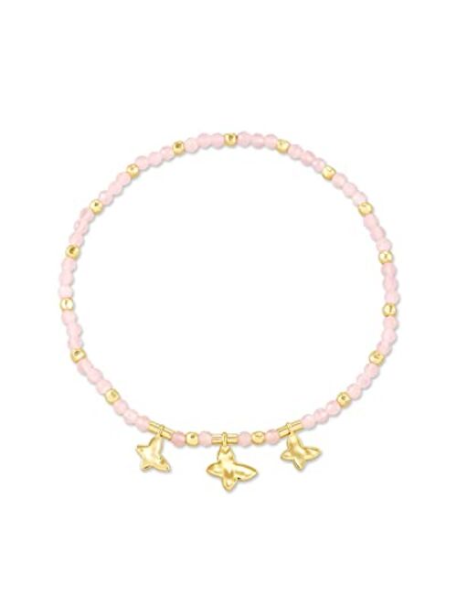 Kendra Scott Lillia Butterfly Stretch Bracelet in 14k Gold-Plated Brass, Fashion Jewelry for Women, Pink Cats Eye