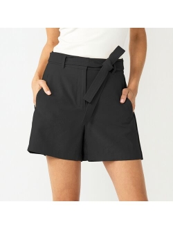 Belted High-Waisted Shorts