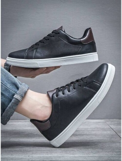 Men Minimalist Lace up Front Skate Shoes Sporty Outdoor Sneakers