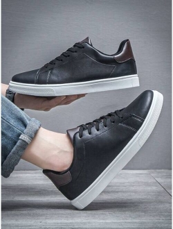 Men Minimalist Lace up Front Skate Shoes Sporty Outdoor Sneakers