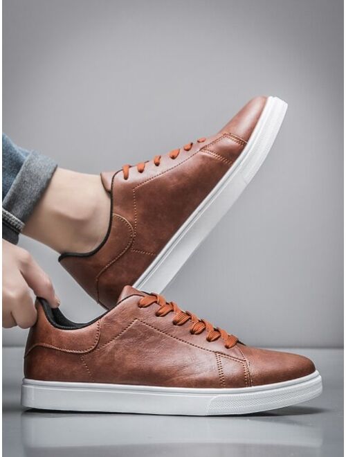 Men Minimalist Lace up Front Skate Shoes Sporty Outdoor Sneakers