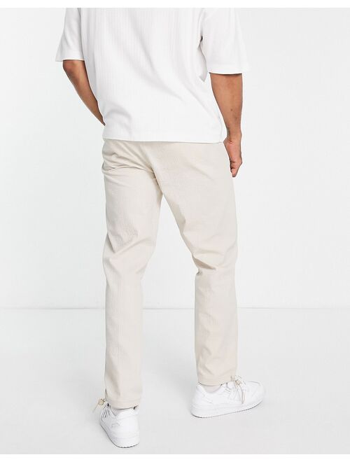 Topman straight lightly quilted pants in stone