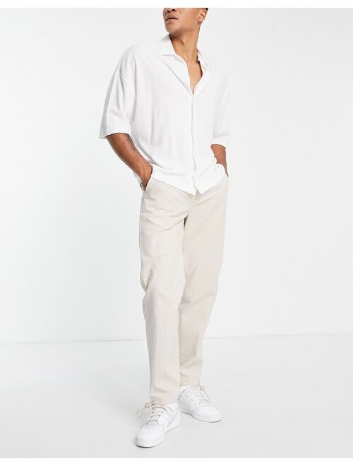 Topman straight lightly quilted pants in stone