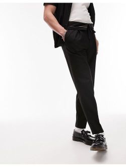 relaxed pronounced twill rolled waistband pants in black