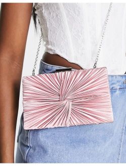 knot pleated crossbody bag in pale pink