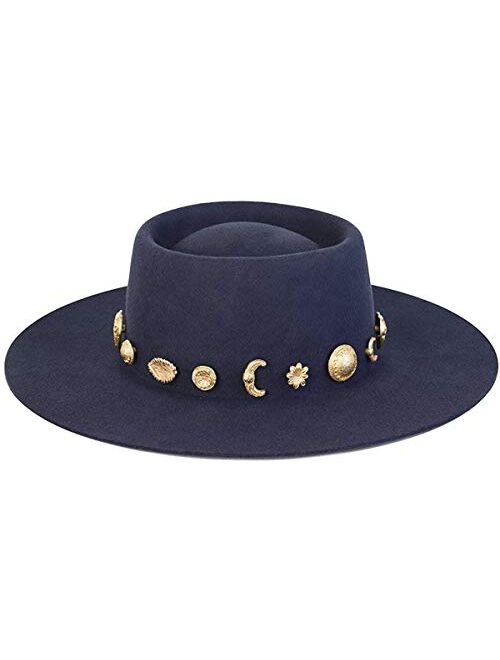 Lack of Color Women's Wool Boater Hat with Gold Conchos