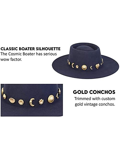 Lack of Color Women's Wool Boater Hat with Gold Conchos
