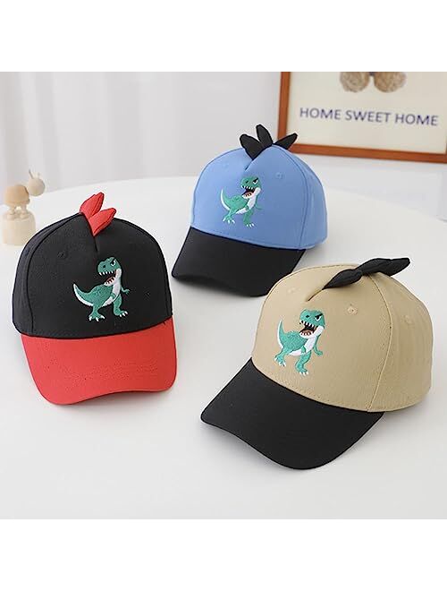 Kabake Kids Dinosaur Embroidery Baseball Cap, Adjustable Snapback Washed Distressed Vintage Retro Cotton Sun Hat for Boys Girls