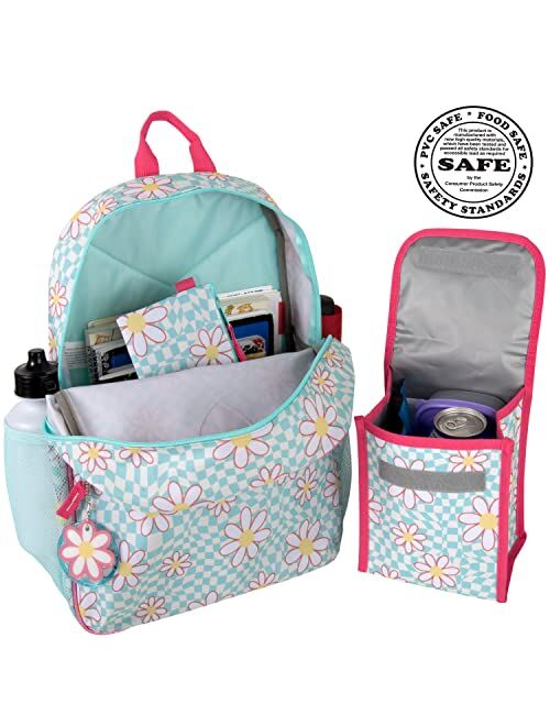 Trail maker Girl's 6 in 1 Backpack with Lunch Bag, Pencil Case, Keychain, and Accessories