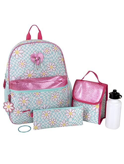 Trail maker Girl's 6 in 1 Backpack with Lunch Bag, Pencil Case, Keychain, and Accessories