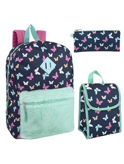 Trail maker Backpack with Lunch Box and Pencil Case for Girls and Boys, 17 Inch Backpacks for Kids for School