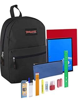 Trail maker Pre-Filled 17" Backpack & School Supply Kit - 20 Piece Back to School Supplies with Backpack (Black Pack)